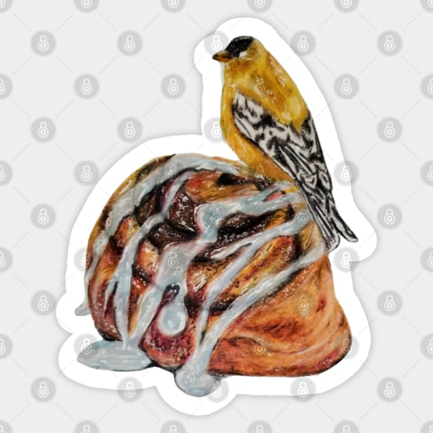 Goldfinch Cinnamon Rolls Sticker by Animal Surrealism